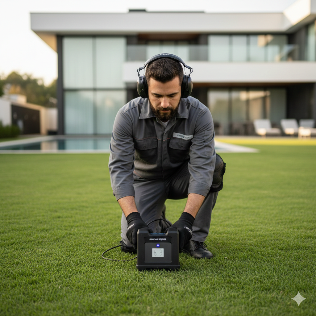 Serviço de caça vazamento em jardim de mansão no Morumbi, São Paulo