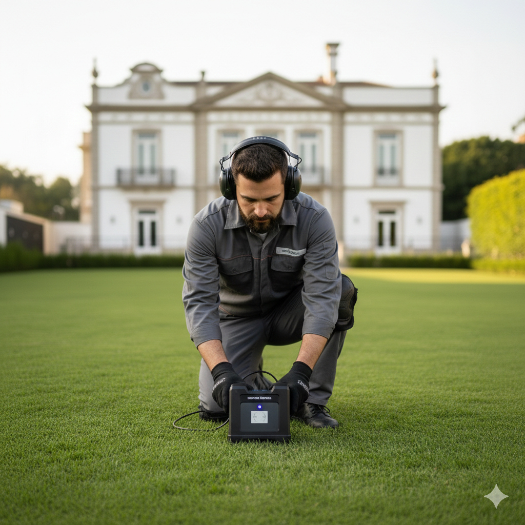 Serviço de detecção eletrônica de vazamentos no bairro histórico do Ipiranga, SP
